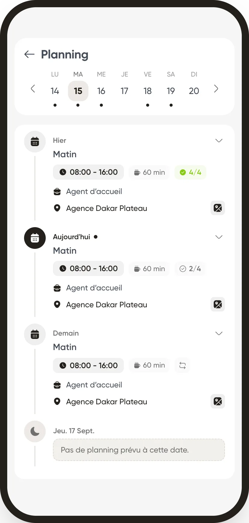 Weplanify : je vois ma semaine et je coche mes tâches