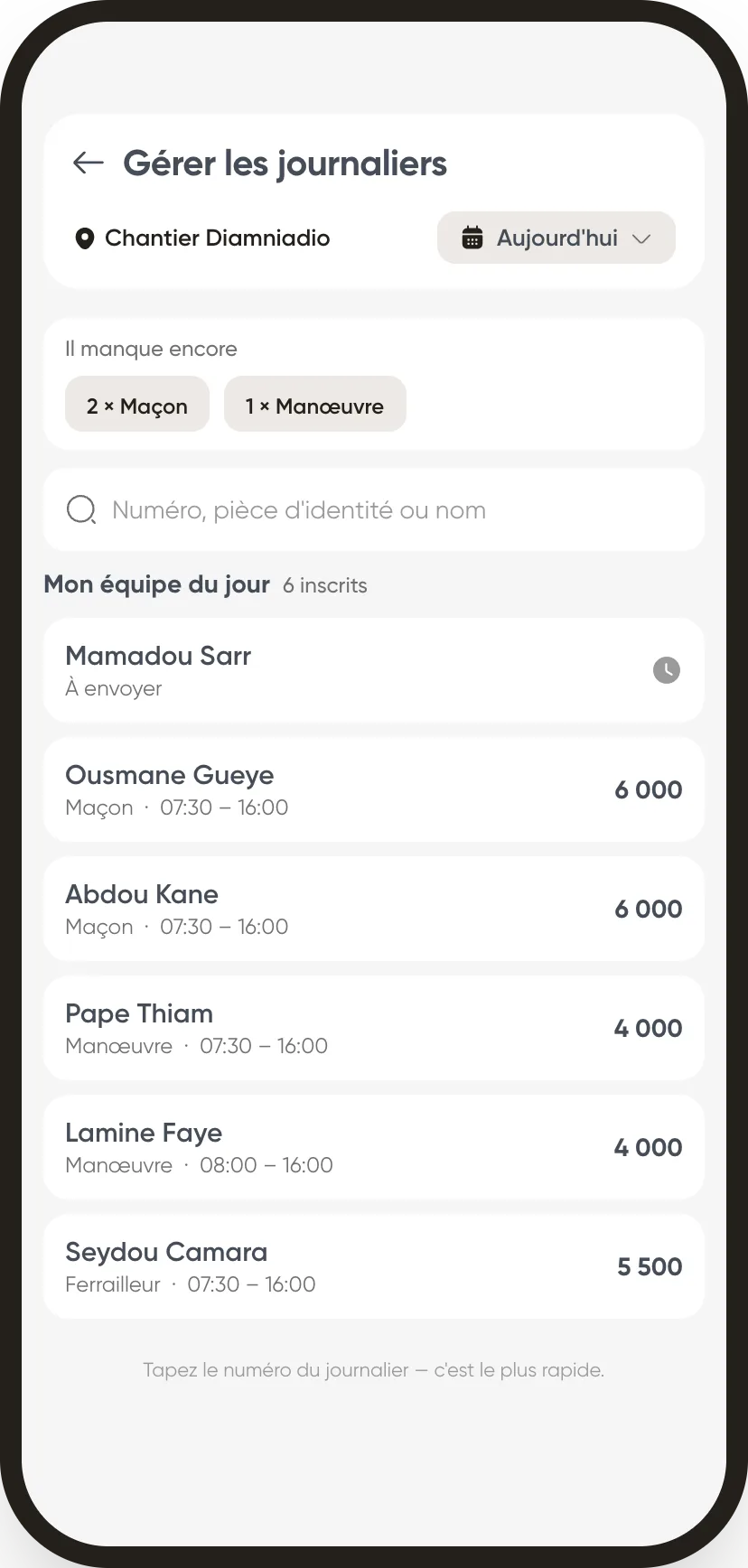 Weplanify : je pointe mon équipe, journaliers&nbsp;compris
